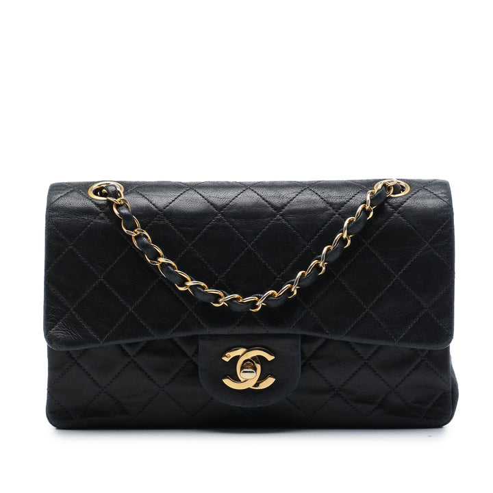 Classic Double rabat Petit Cuir d'agneau Noir