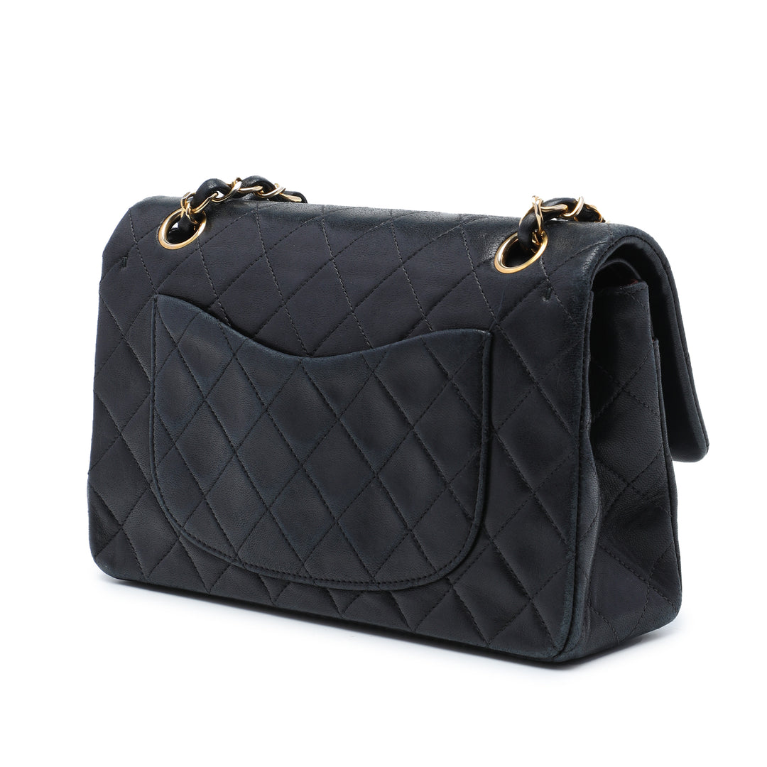 Classic Double rabat Petit Cuir d'agneau Noir