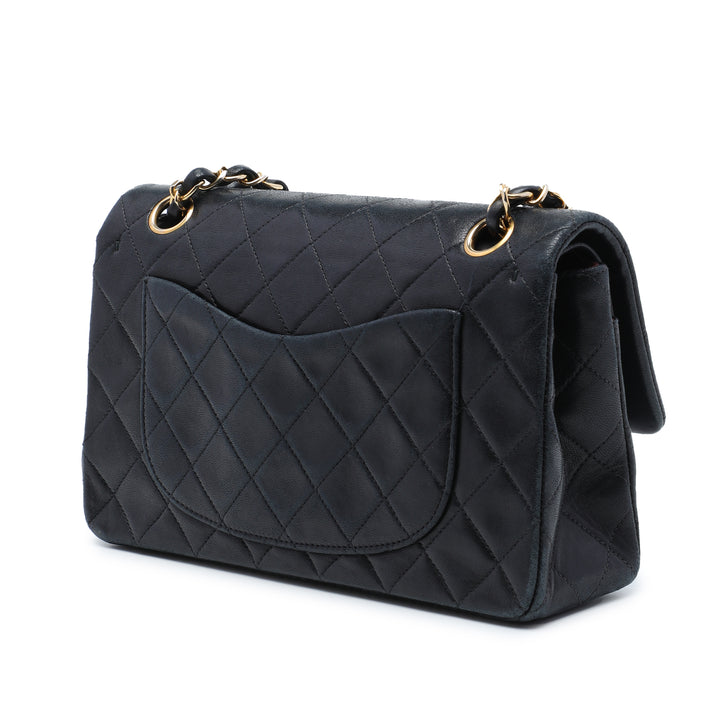Classic Double rabat Petit Cuir d'agneau Noir