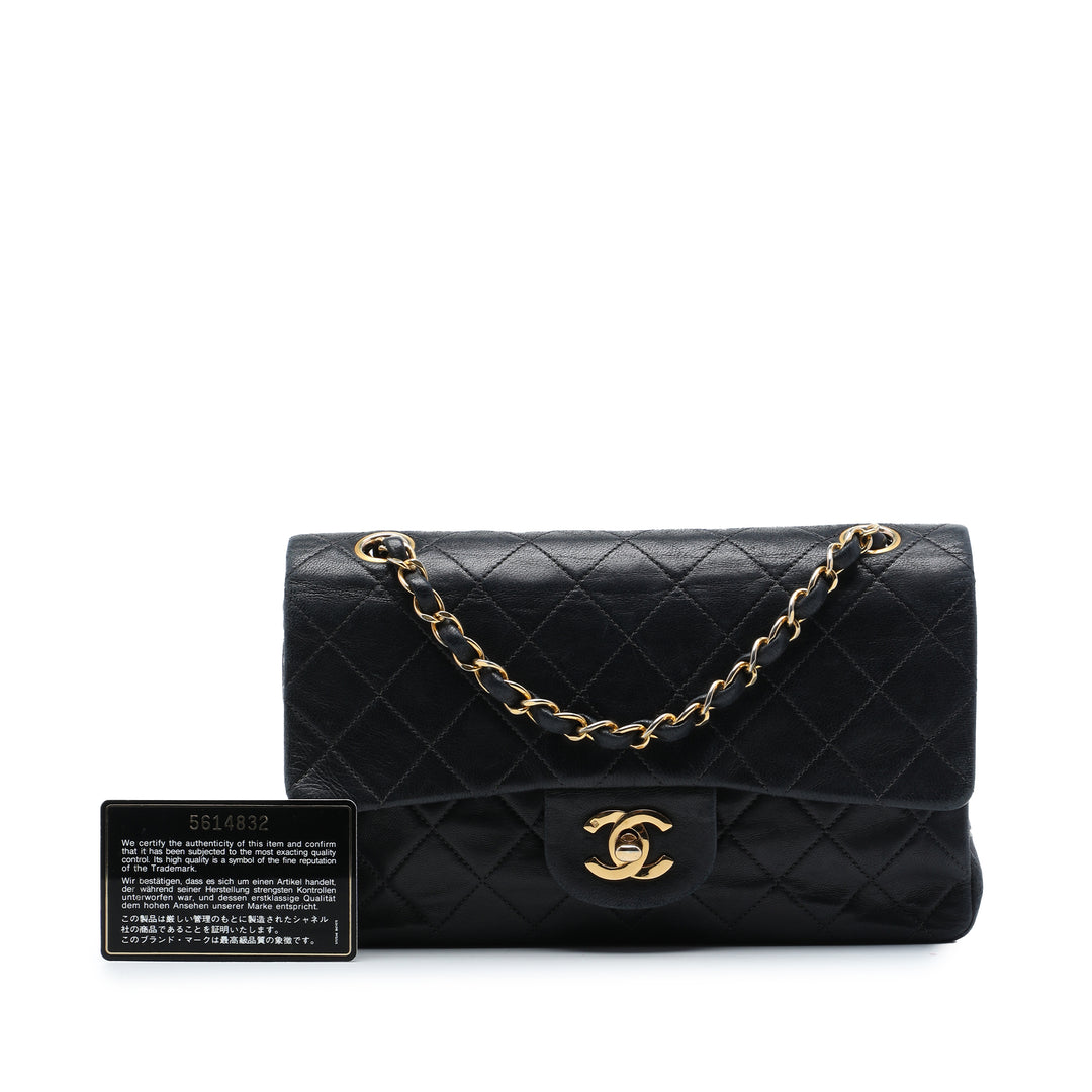Classic Double rabat Petit Cuir d'agneau Noir