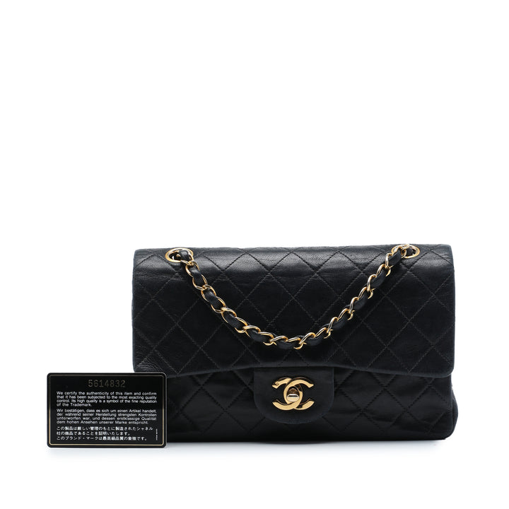 Classic Double rabat Petit Cuir d'agneau Noir