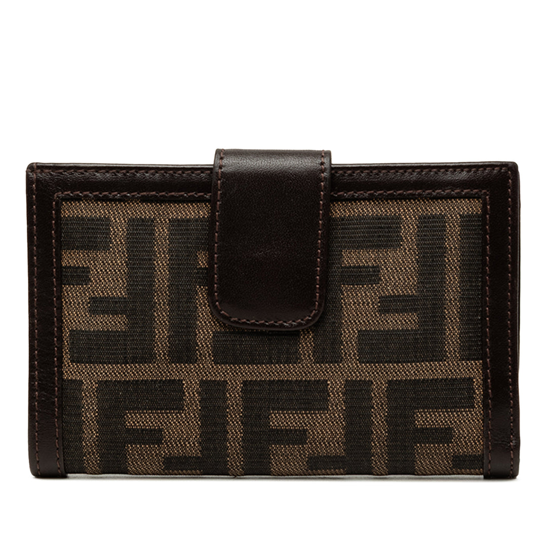 Fendi Portefeuille Zucca Deux volets Kisslock Compact Marron – vue principale – GABY PARIS