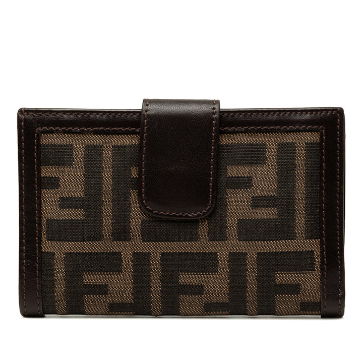 Fendi Portefeuille Zucca Deux volets Kisslock Compact Marron – vue principale – GABY PARIS
