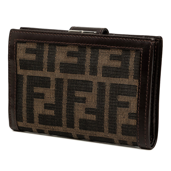 Fendi Portefeuille Zucca Deux volets Kisslock Compact Marron – vue 2 – GABY PARIS