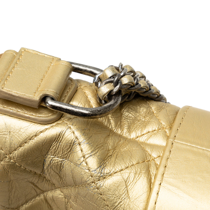 Small Metallic Lambskin Gabrielle Crossbody Gold - Gaby Paris