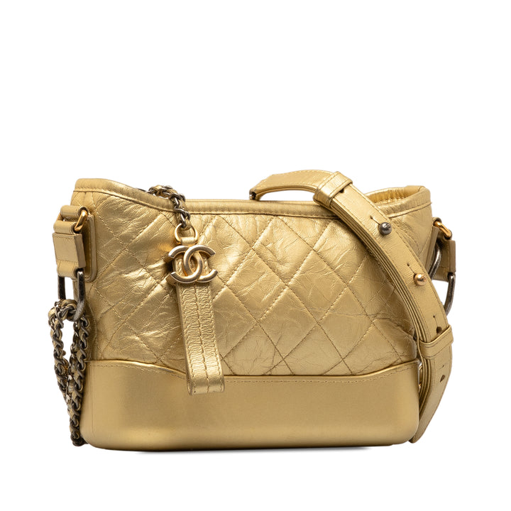 Small Metallic Lambskin Gabrielle Crossbody Gold - Gaby Paris