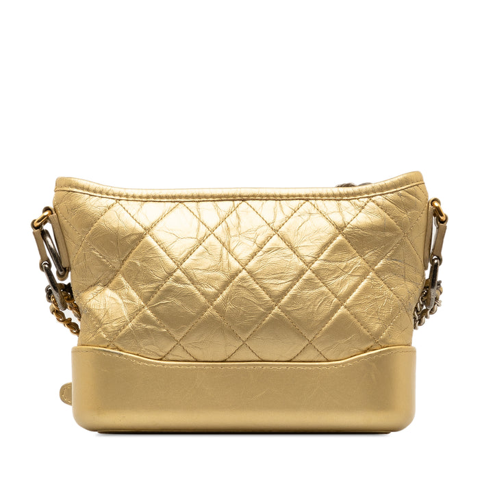 Small Metallic Lambskin Gabrielle Crossbody Gold - Gaby Paris