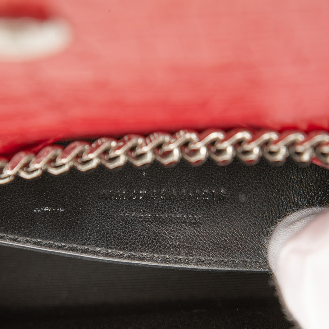 Saint Laurent Small Croc embossé Cuir Monogram Kate Pompon Sac porté croisé
