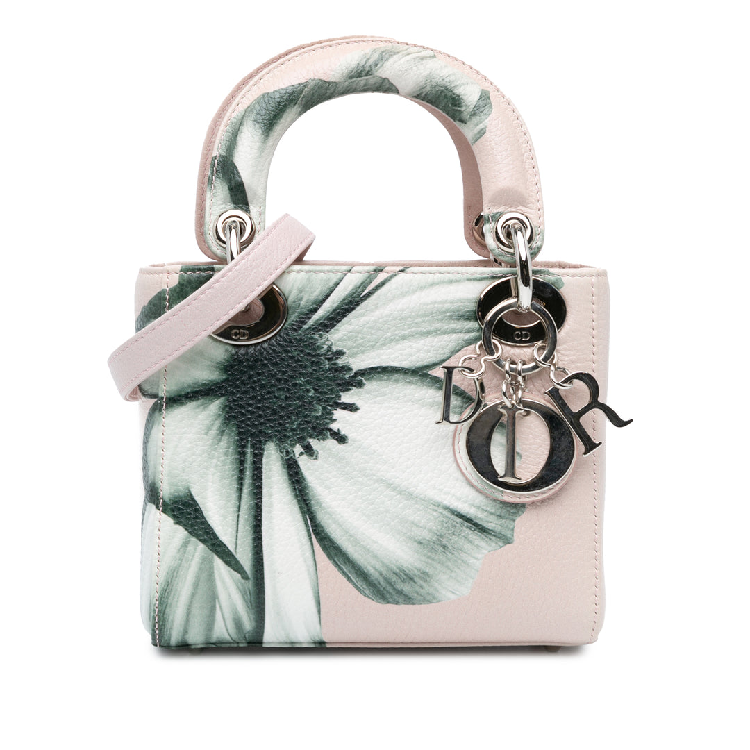 Mini Deerskin Flower Printed Lady Dior Pink - Gaby Paris