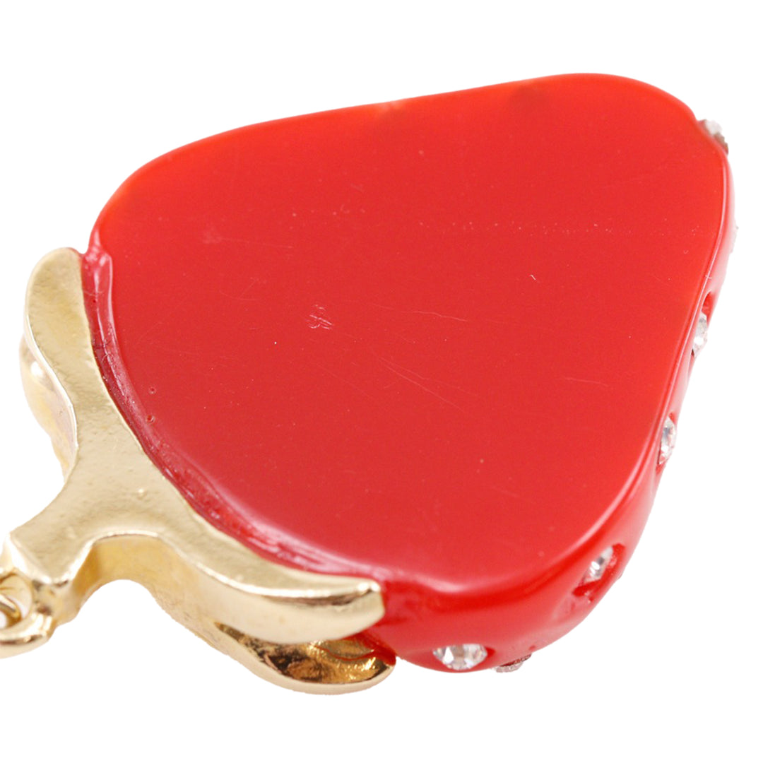 plaqué Resin et Strass Strawberry Heart Boucles d'oreilles Doré