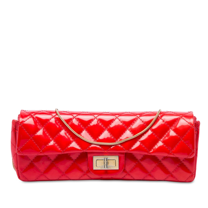 Matelassé Reissue 2.55 East West à rabat Pochette avec chaîne Rouge