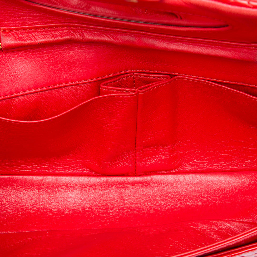 Matelassé Reissue 2.55 East West à rabat Pochette avec chaîne Rouge