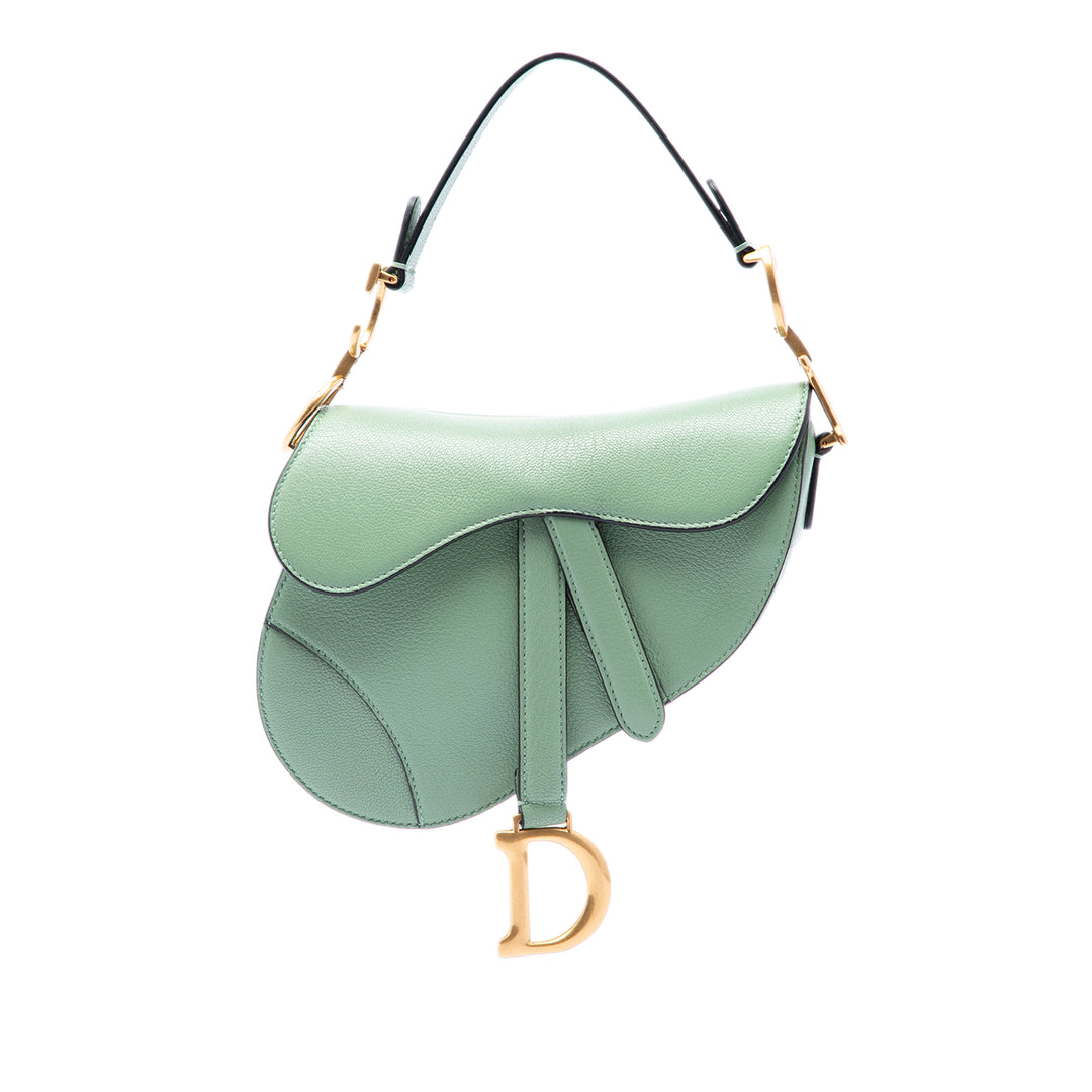 Dior Sac porté épaule Saddle Mini Cuir de chèvre Vert – vue principale – GABY PARIS