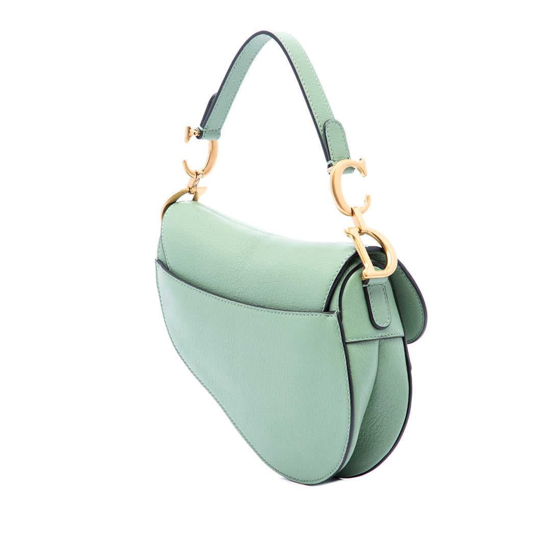 Dior Sac porté épaule Saddle Mini Cuir de chèvre Vert – vue 2 – GABY PARIS