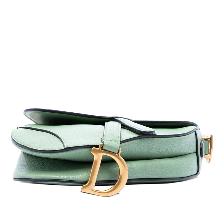 Dior Sac porté épaule Saddle Mini Cuir de chèvre Vert – vue 3 – GABY PARIS