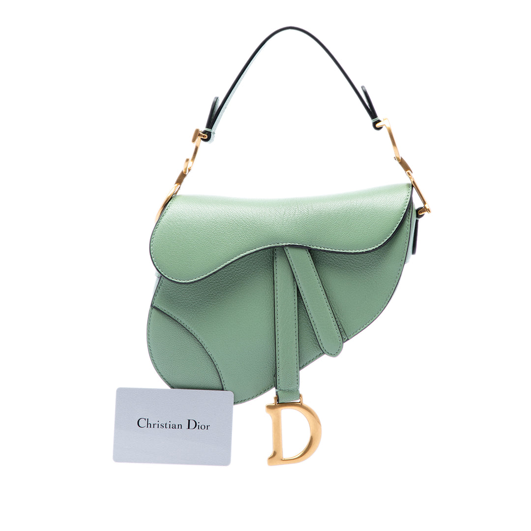 Dior Sac porté épaule Saddle Mini Cuir de chèvre Vert – vue 7 – GABY PARIS