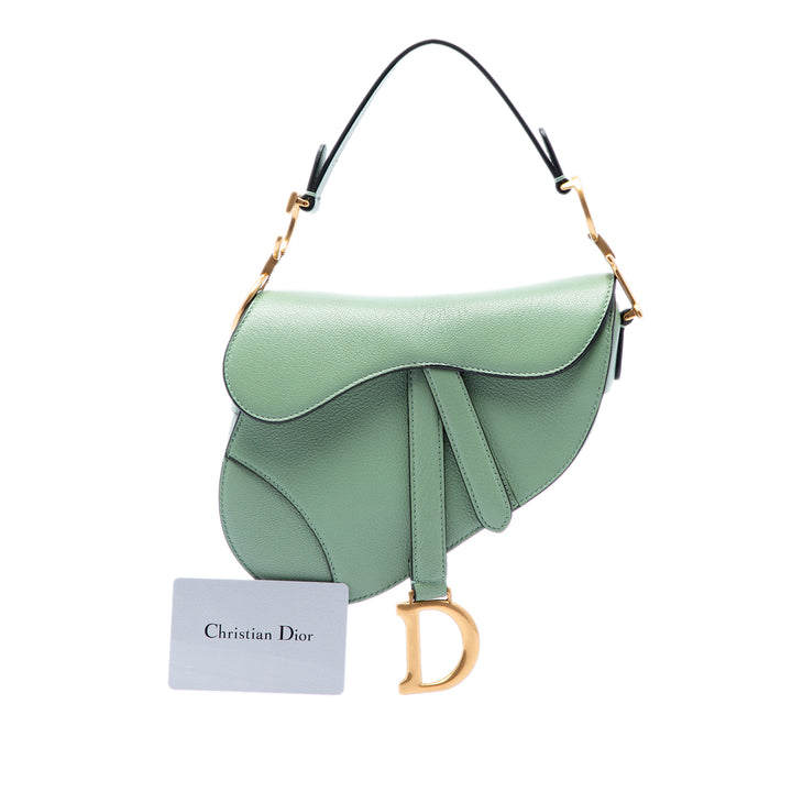 Dior Sac porté épaule Saddle Mini Cuir de chèvre Vert – vue 7 – GABY PARIS