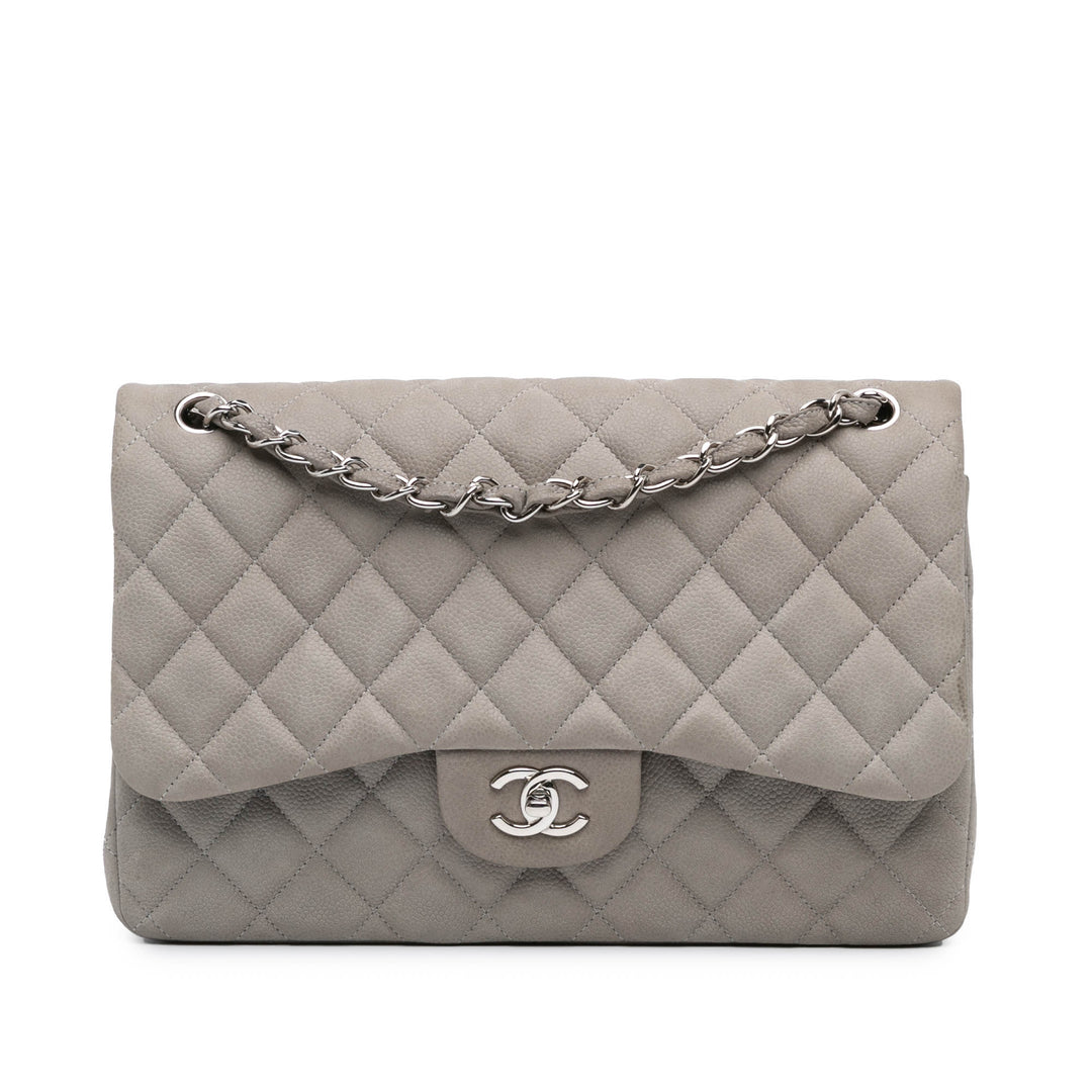 Jumbo Classic Caviar Double Flap Gray - Gaby Paris