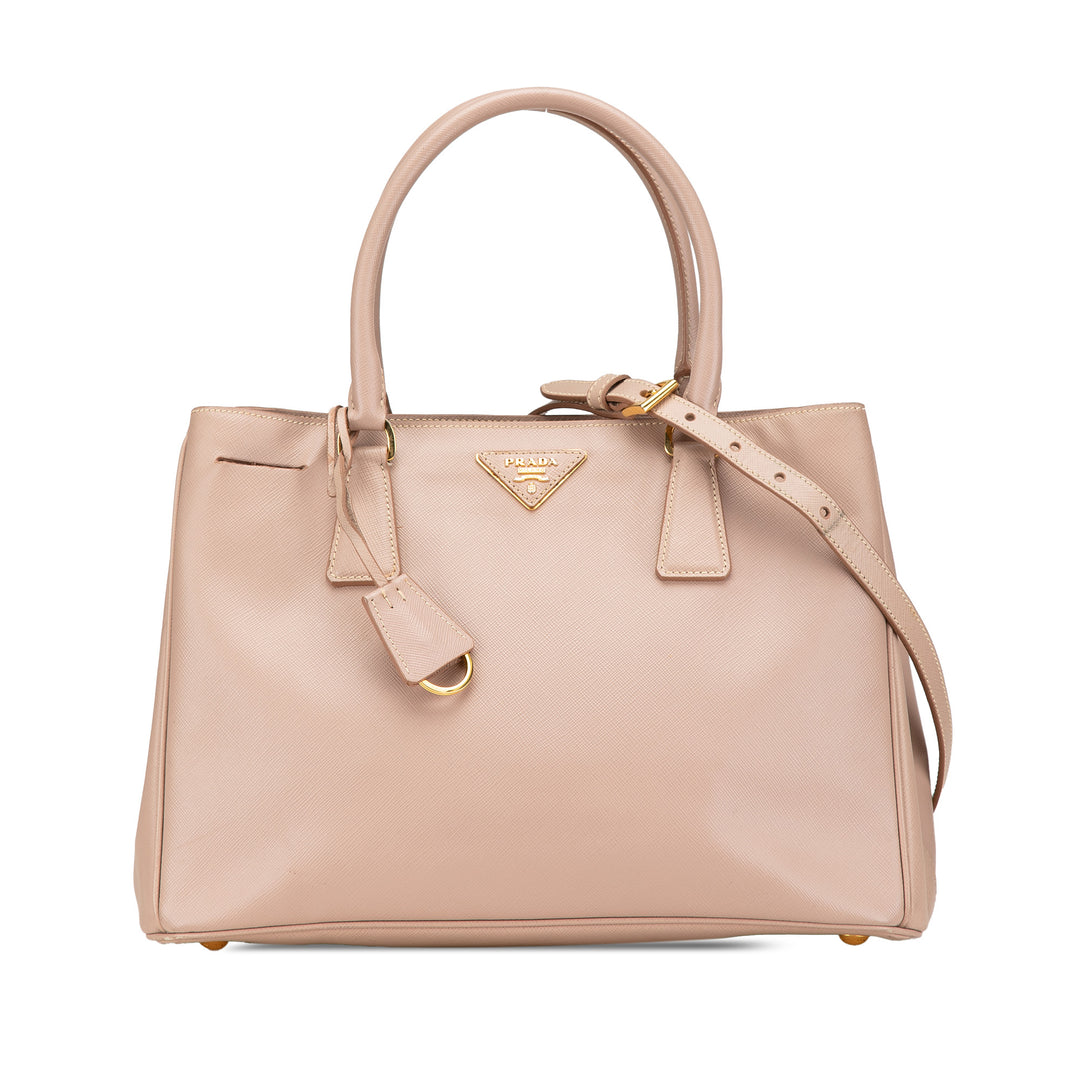 Large Saffiano Lux Galleria Satchel Brown - Gaby Paris