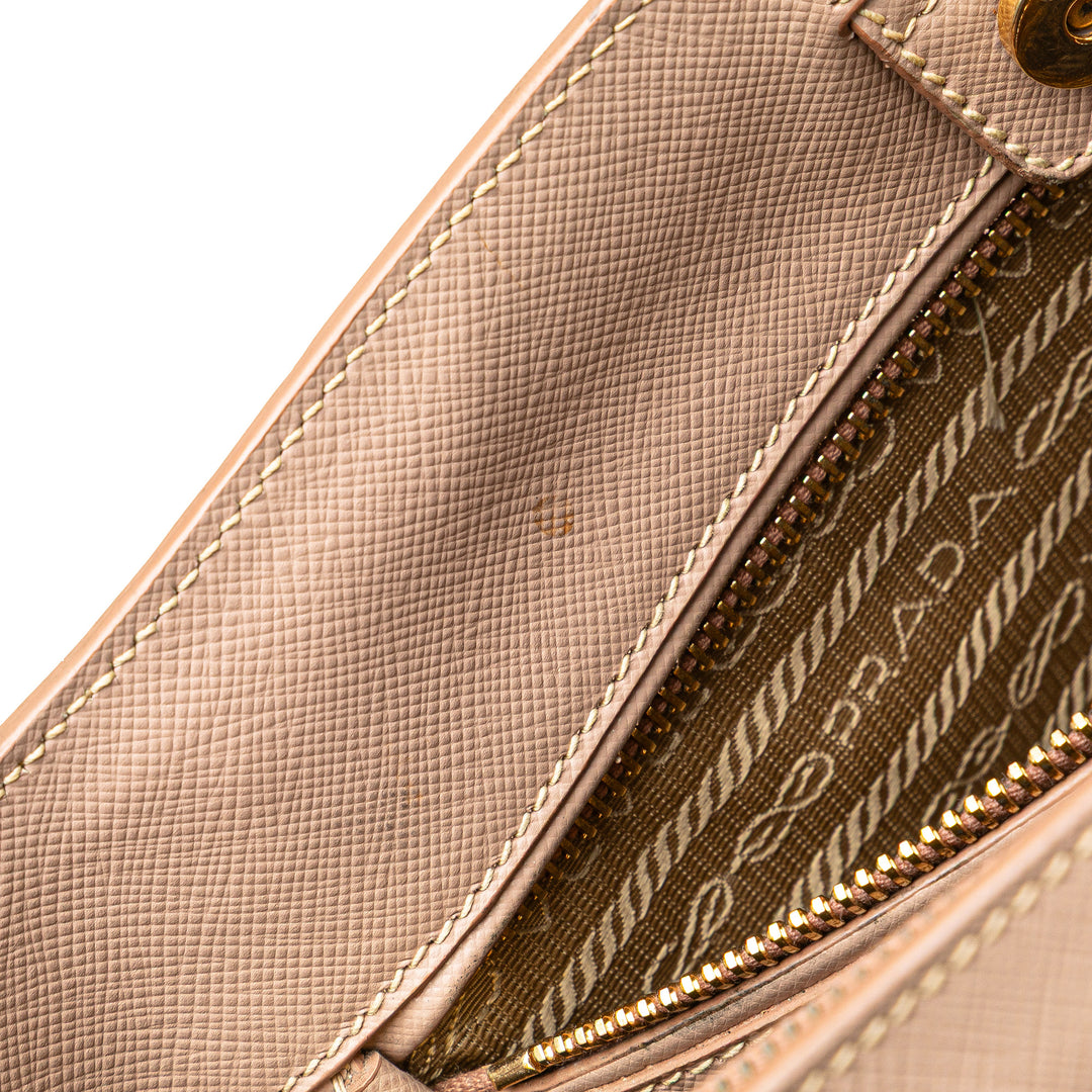 Large Saffiano Lux Galleria Satchel Brown - Gaby Paris