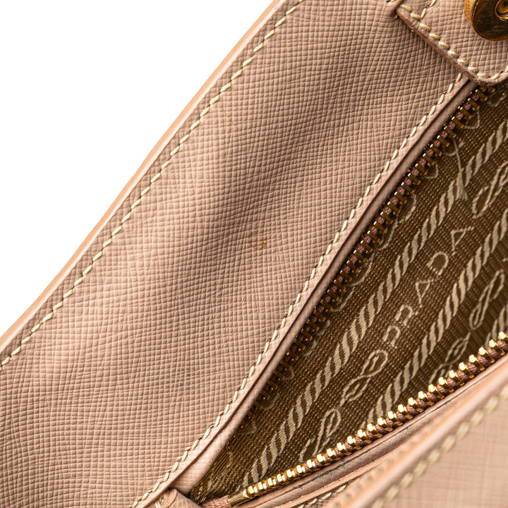 Large Saffiano Lux Galleria Satchel Brown - Gaby Paris