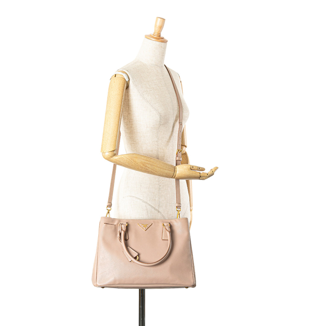 Large Saffiano Lux Galleria Satchel Brown - Gaby Paris