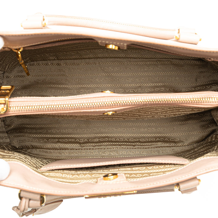 Large Saffiano Lux Galleria Satchel Brown - Gaby Paris
