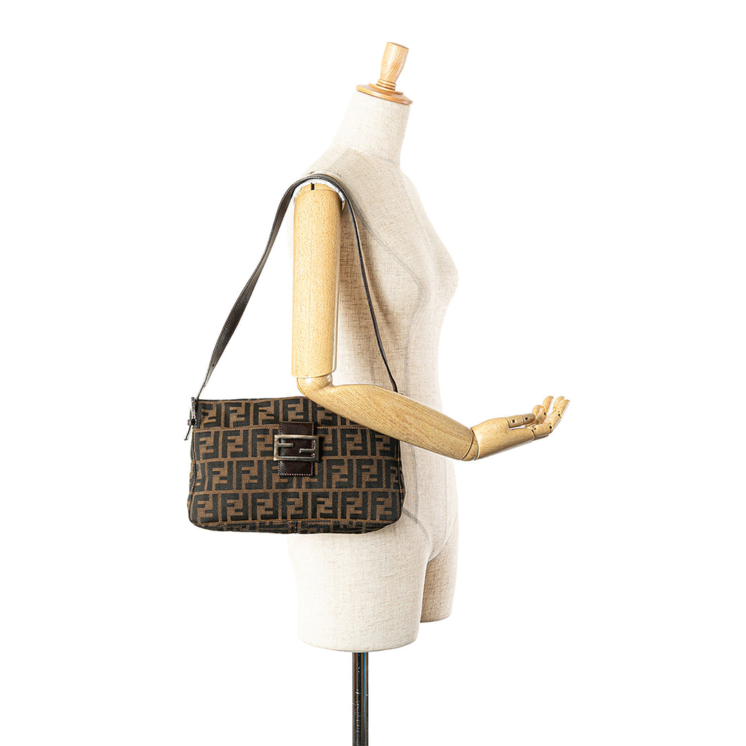 Zucca Canvas Shoulder Bag Brown - Gaby Paris