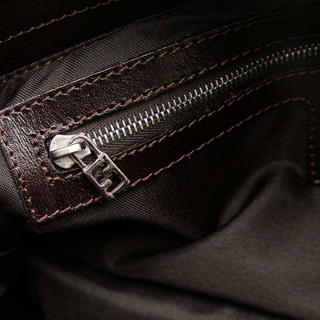 Zucca Canvas Shoulder Bag Brown - Gaby Paris