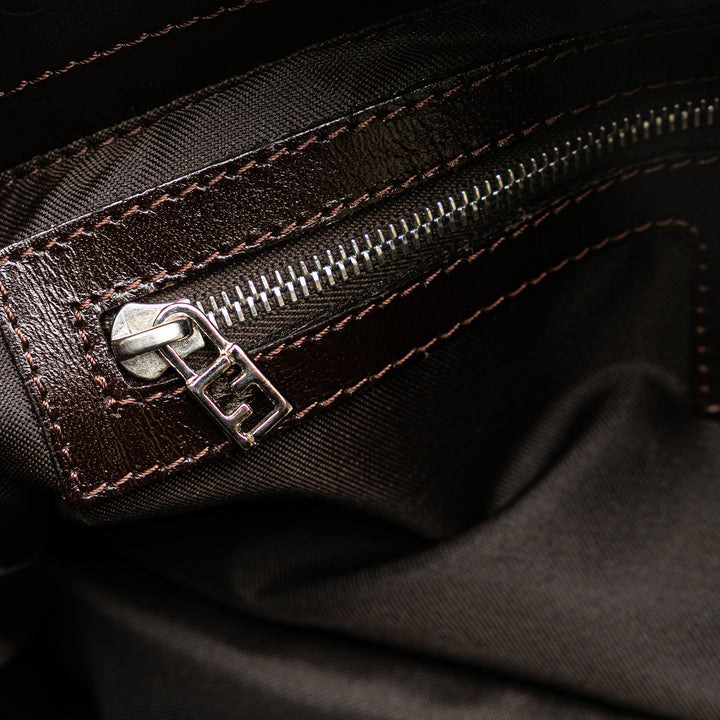 Zucca Canvas Shoulder Bag Brown - Gaby Paris