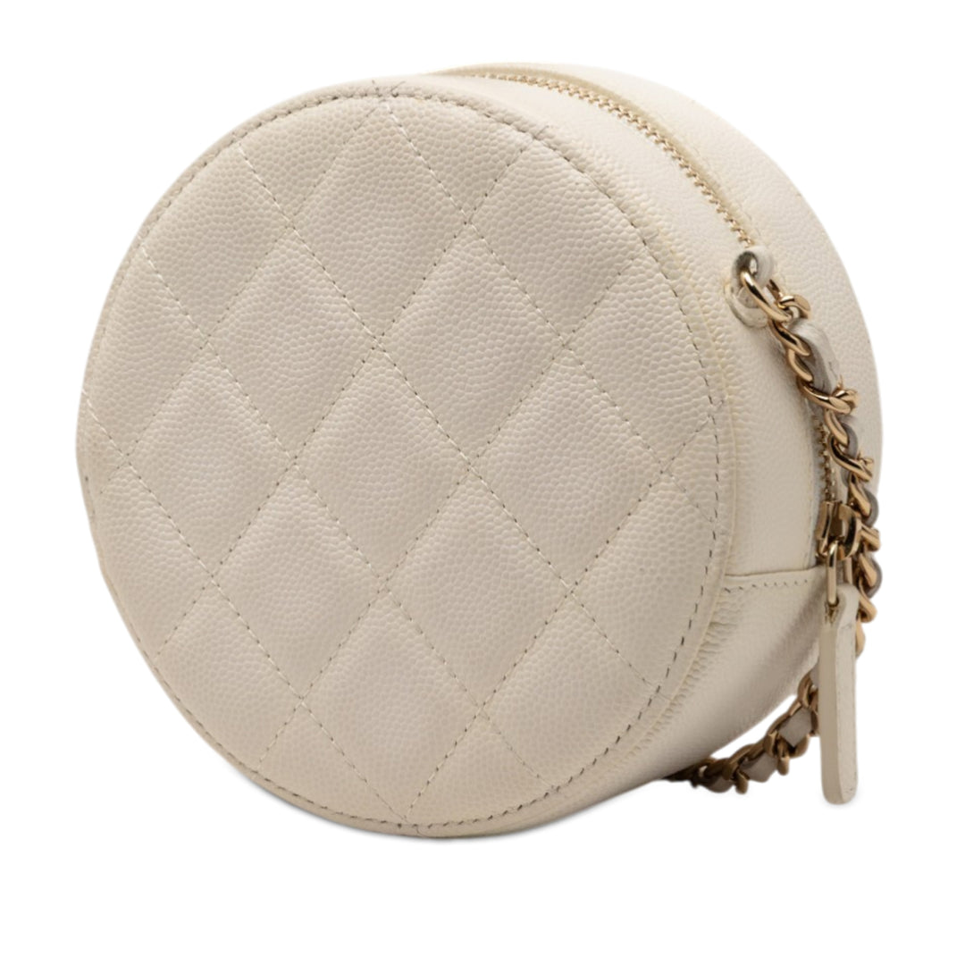 Chanel CC Matelassé Caviar Rond Pochette avec chaîne