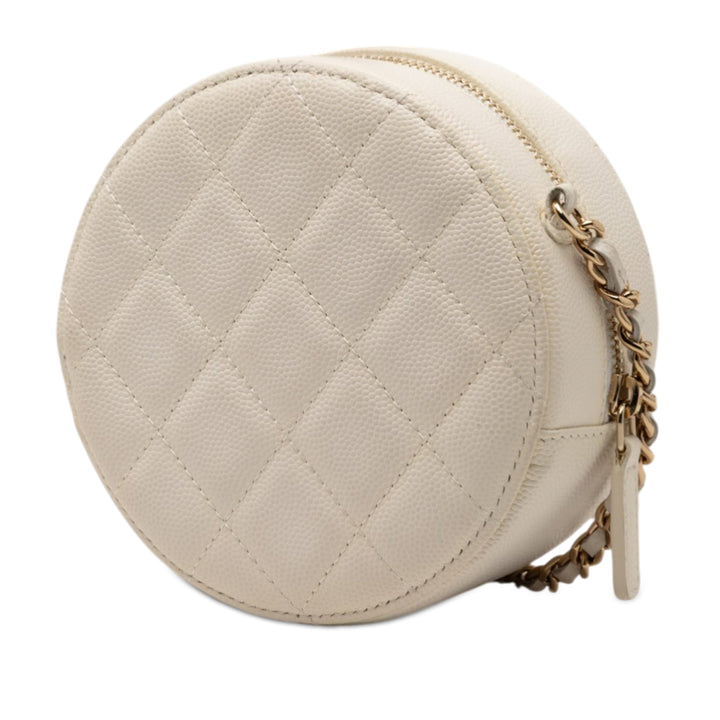 Chanel CC Matelassé Caviar Rond Pochette avec chaîne