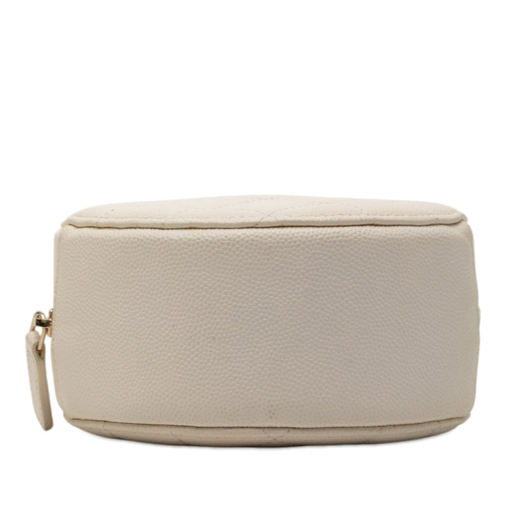 Chanel CC Matelassé Caviar Rond Pochette avec chaîne