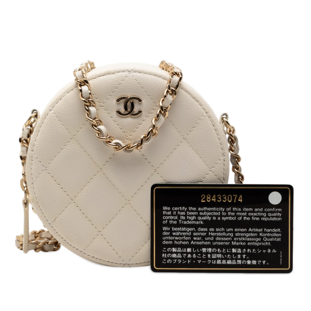 Chanel CC Matelassé Caviar Rond Pochette avec chaîne