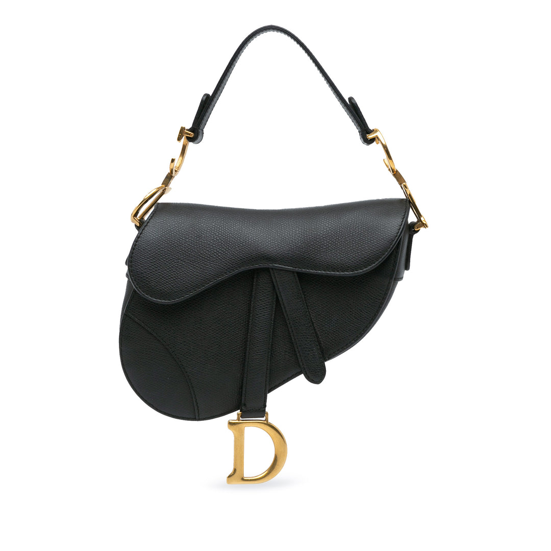 Mini Grained Calfskin Saddle Black - Gaby Paris
