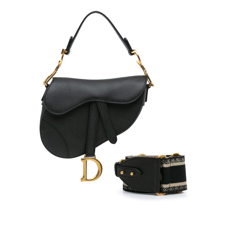 Mini Grained Calfskin Saddle Black - Gaby Paris