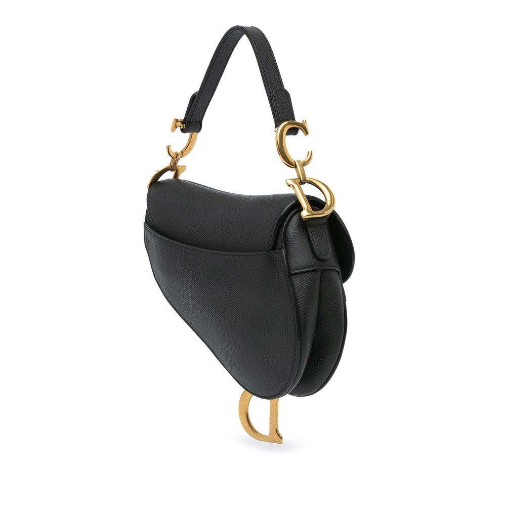 Mini Grained Calfskin Saddle Black - Gaby Paris