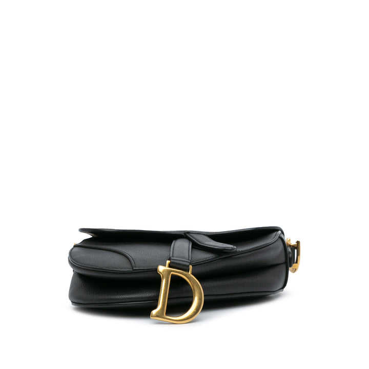 Mini Grained Calfskin Saddle Black - Gaby Paris