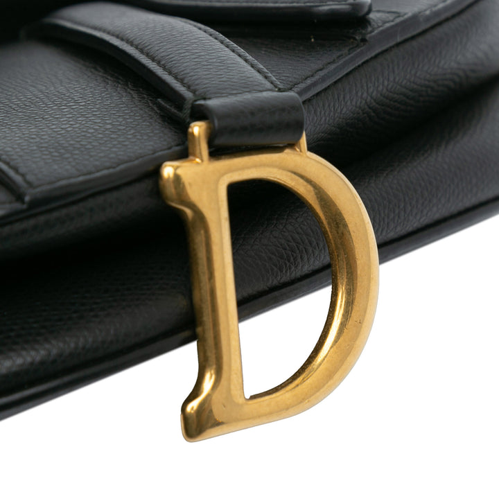 Mini Grained Calfskin Saddle Black - Gaby Paris