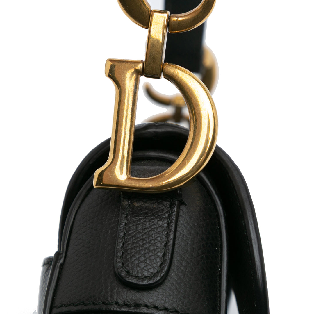 Mini Grained Calfskin Saddle Black - Gaby Paris
