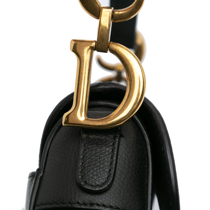 Mini Grained Calfskin Saddle Black - Gaby Paris