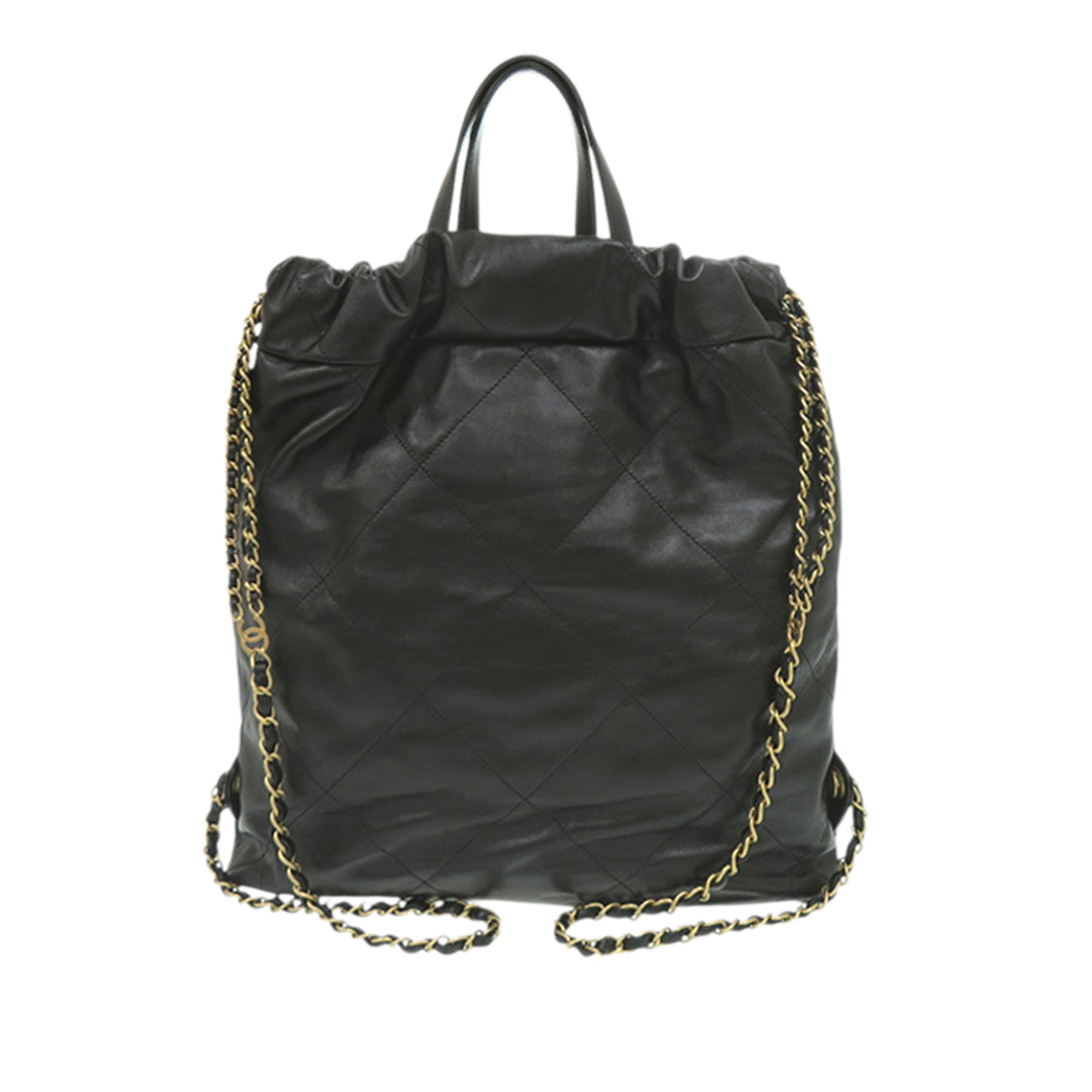 Chanel Large Matelassé brillant Cuir de veau 22 Sac à dos