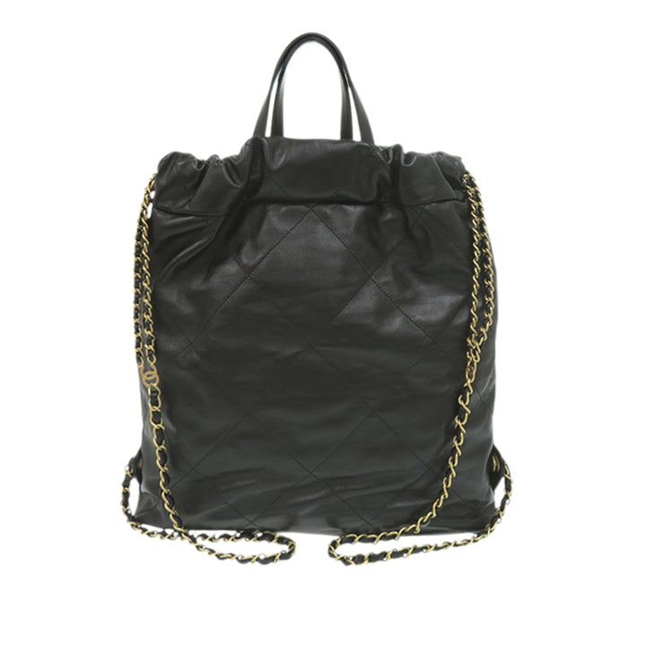 Chanel Large Matelassé brillant Cuir de veau 22 Sac à dos