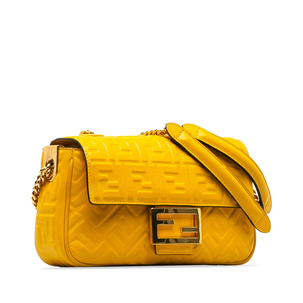 Zucca Embossed Chain Midi Baguette Yellow - Gaby Paris