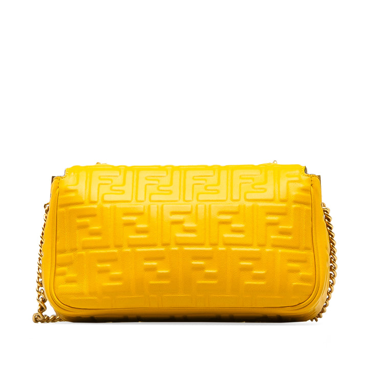 Zucca Embossed Chain Midi Baguette Yellow - Gaby Paris