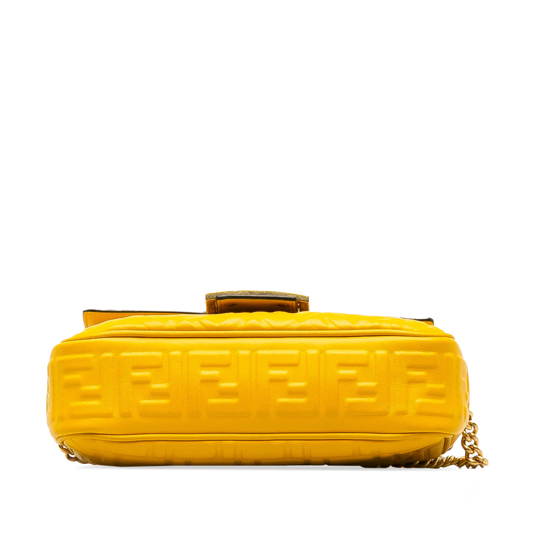 Zucca Embossed Chain Midi Baguette Yellow - Gaby Paris