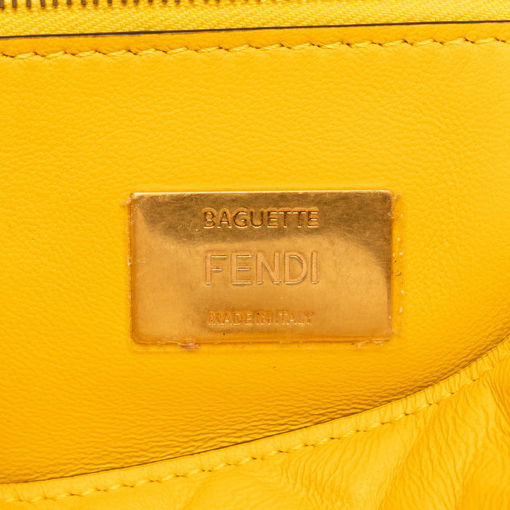 Fendi Zucca Embossed Chain Midi Baguette Yellow - GABY PARIS