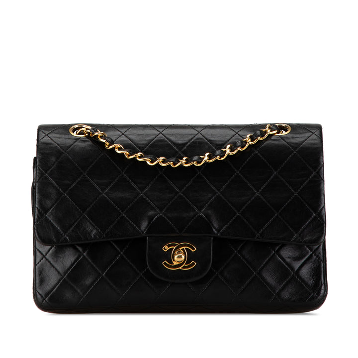 Medium Classic Lambskin Double Flap Black - Gaby Paris
