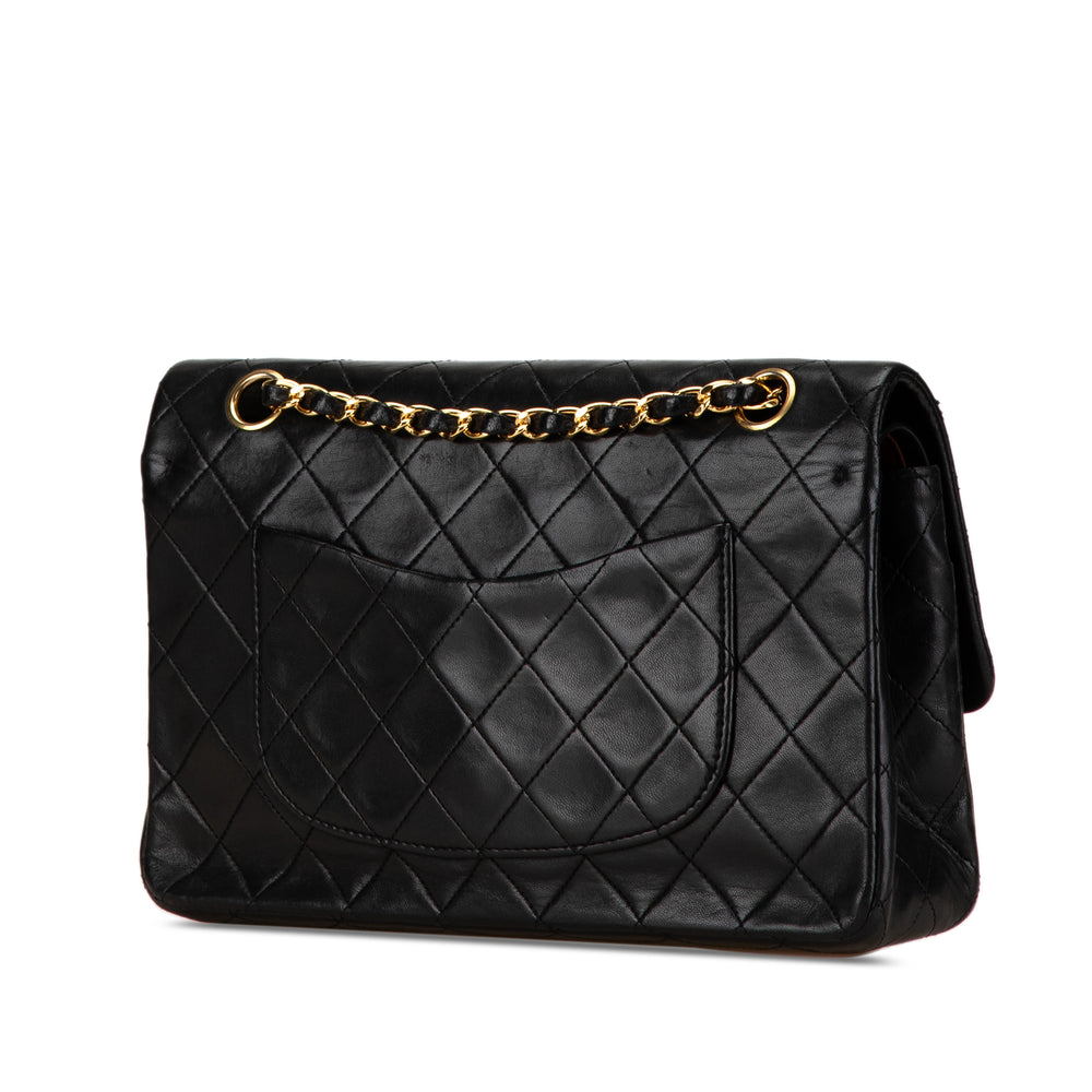 Medium Classic Lambskin Double Flap Black - Gaby Paris