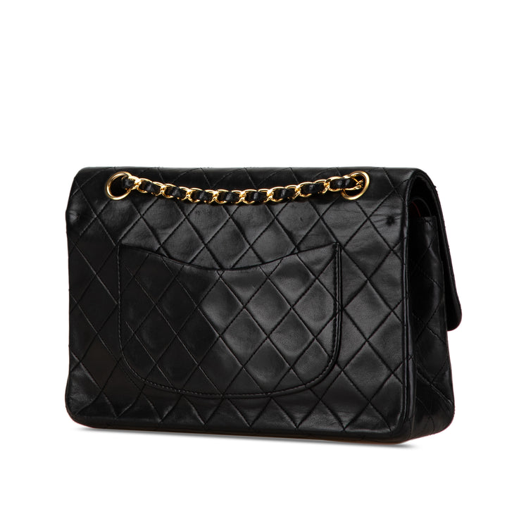 Medium Classic Lambskin Double Flap Black - Gaby Paris